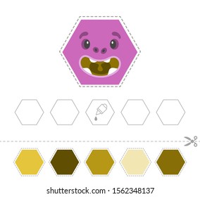 Learn shapes and geometric figures. Preschool or kindergarten worksheet for practicing motor skills. Cut and glue palette in order from light to dark or vice versa - Vector