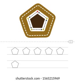 Learn shapes and geometric figures. Preschool or kindergarten worksheet for practicing motor skills. Tracing dashed lines. Vector illustration. Circle - Vector
