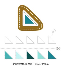 Learn shapes and geometric figures. Preschool or kindergarten worksheet for practicing motor skills. Cut and glue in order from light to dark or vice versa - Vector