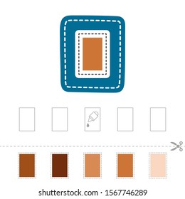 Learn shapes and geometric figures. Preschool or kindergarten worksheet for practicing motor skills. Cut and glue in order from light to dark or vice versa - Vector
