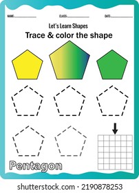 Learn shapes,Preschool or kindergarten worksheet for practicing motor skills. Tracing dashed lines.Educational printable math.