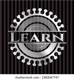 Learn silver emblem. Vector Illustration. Mosaic.