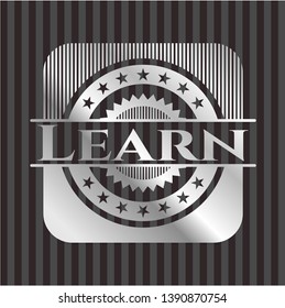 Learn silvery emblem. Vector Illustration. Mosaic.