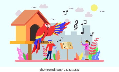 Learn to sing illustration concept, Suitable for landing page, ui, web, App intro card, editorial, flyer, and banner.