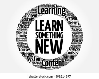 Learn Something New circle word cloud, business concept