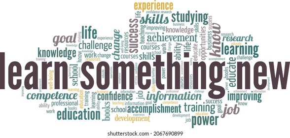 Learn Something New vector illustration word cloud isolated on white background.