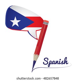 Learn spanish graphic design, Isolated pencil, Vector illustration