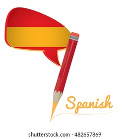 Learn spanish graphic design, Isolated pencil, Vector illustration
