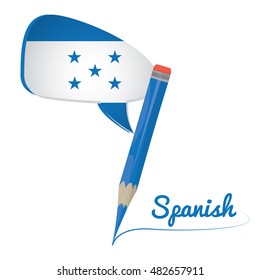 Learn spanish graphic design, Isolated pencil, Vector illustration