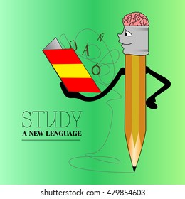 Learn spanish graphic design, Vector illustration