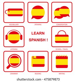 learn spanish icon set