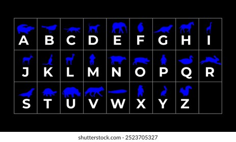 Aprende a deletrear letras de la A a la Z con fondo oscuro