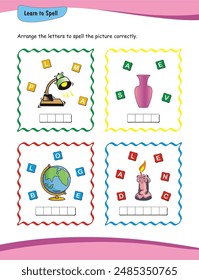 Learn to spell. Worksheet for preschool education. Learn to read and write. word formation, word matching, vocabulary building, literacy development, phonics awareness, early reading and writing skill