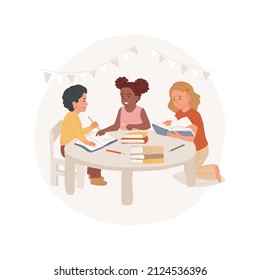 Learn to study independently isolated cartoon vector illustration Learn to work without adults, independent study, socio emotional skills in kindergarten, preschool education vector cartoon.
