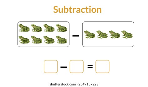 lernen Subtraktionsmathematik Subtraktionsfrösche Beispiel