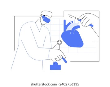 Learn surgery in VR isolated cartoon vector illustrations. Medical workers study surgery using 3D models, virtual and augmented reality, modern technology, healthcare innovation vector cartoon.