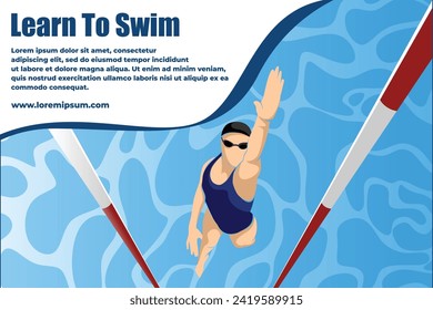 Lernen Sie mit Athlete Landing Page zu schwimmen Moderne Elegante Vektorgrafik