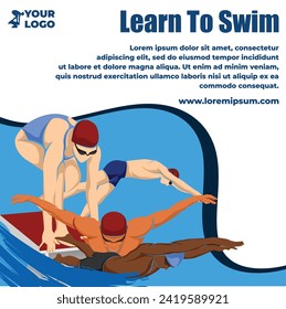 Learn to Swim with Athlete Landing Page Modern Elegant Vector