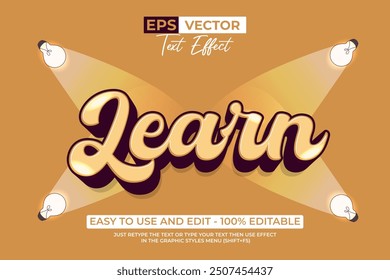 Learn Text Effect Orange Shiny Style. Editable Text Effect.