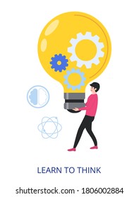 Learn to Think concept, flat design vector illustration