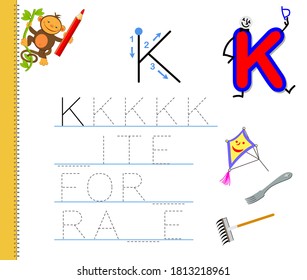 Learn Trace Letter K Study English Stock Vector (Royalty Free ...