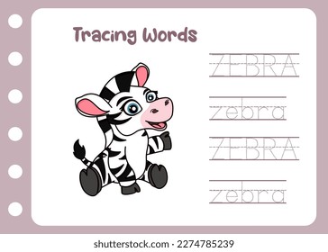 aprender la palabra de seguimiento de cebra