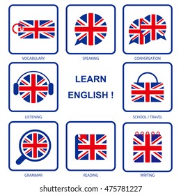 learn uk english icon set