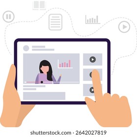 learn to use smartphone tablet by watching videos. stock illustrations and infographics