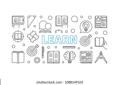 Learn vector concept education illustration or banner in thin line style