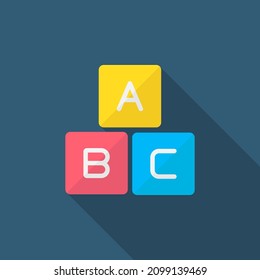 Learn vector icon education, flat design, long shadow