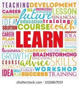 LEARN word cloud collage, education concept background