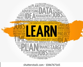 LEARN word cloud collage, education concept background