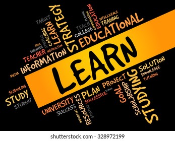 LEARN word cloud, education concept