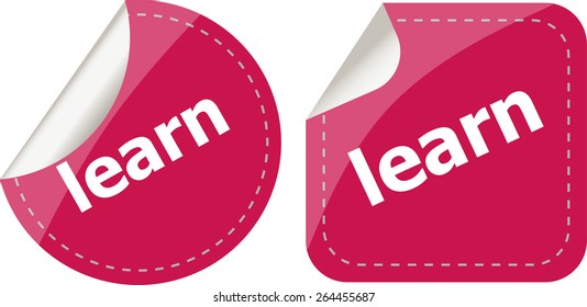 learn word on stickers button set, label