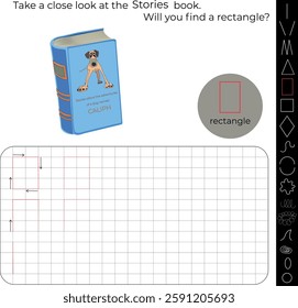 Learn to write with footprints, rectangle. Graphic illustration.