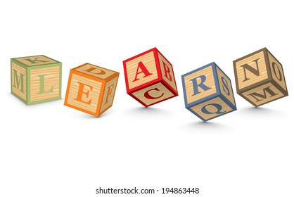 LEARN written with alphabet blocks - vector illustration