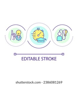 Learnability in UX loop concept icon. Familiarity in design. Onboarding experience improving abstract idea thin line illustration. Isolated outline drawing. Editable stroke. Arial font used