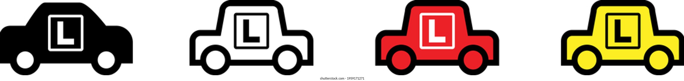 Learner Driver Car Icon, Vector Illustration 