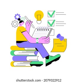 Learning abstract concept vector illustration. Learning style, memory and knowledge, education and training, study skills, school library, writing notes, student homework abstract metaphor.