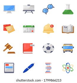 Learning Accessories Icons in Modern Flat Style Pack 