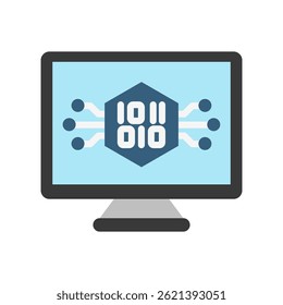 Learning Algorithm flat color, mini illustration icon. use for modern concept, print, UI, UX kit, web and app development. Vector EPS 10, related to artificial intelligence, technology theme