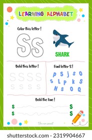 Learning alphabet with tracing finding and coloring letters for kids