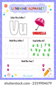 Learning alphabet with tracing finding and coloring letters for kids