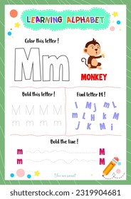 Learning alphabet with tracing finding and coloring letters for kids