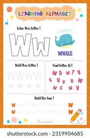 Learning alphabet with tracing finding and coloring letters for kids