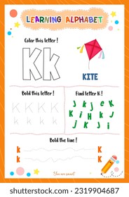 Learning alphabet with tracing finding and coloring letters for kids
