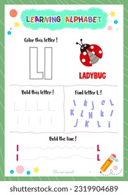 Learning alphabet with tracing finding and coloring letters for kids