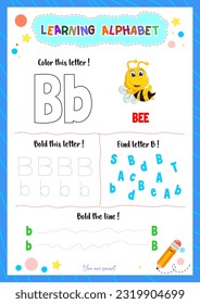 Learning alphabet with tracing finding and coloring letters for kids