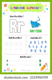 Learning alphabet with tracing finding and coloring letters for kids
