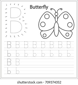 Learning alphabet. Worksheet. Game for kids, children. Learning a letter .  Painting page.  Vector illustration. 
